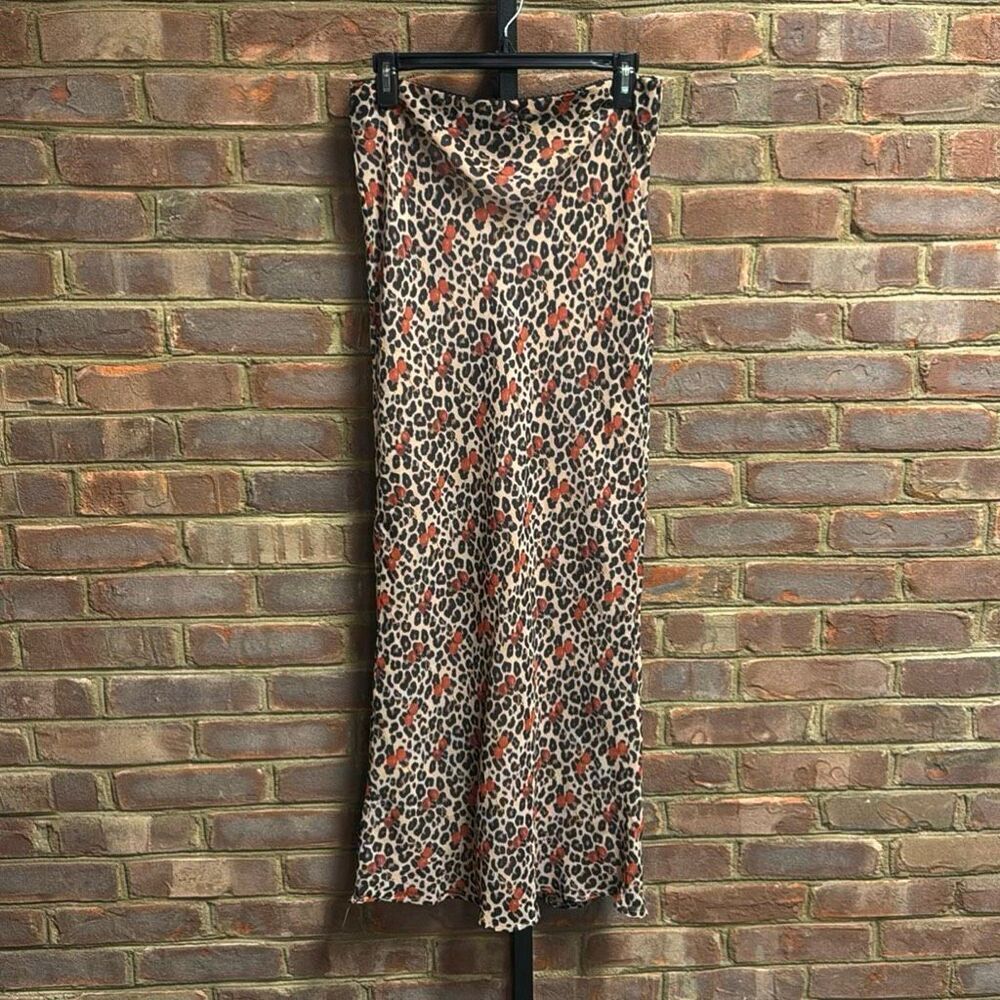 Bailey Rose Women’s Cheetah & Cherries Maxi Skirt Sz Medium